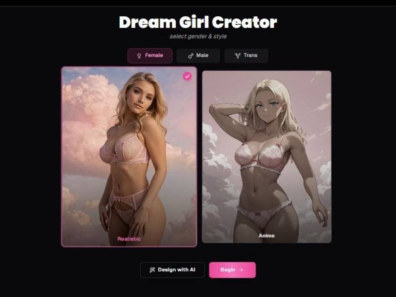 Step 1 Choose gender + visual style