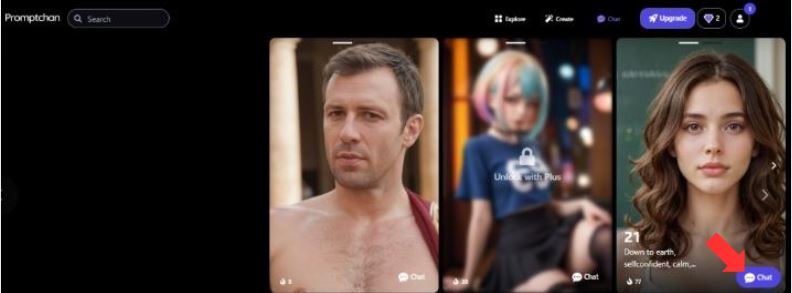 Step 2 - Choose a girlfriend profile and press Chat on her card