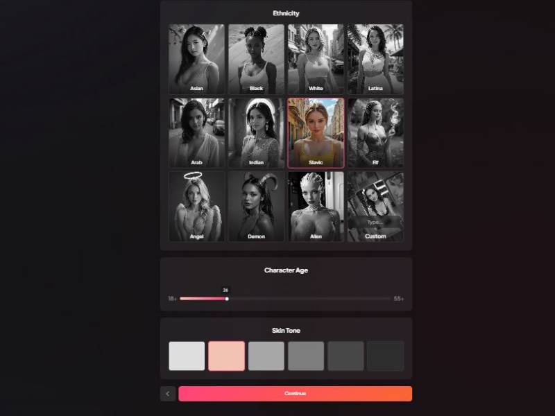 Step 2 Face - Ethnicity, age, and skin tone