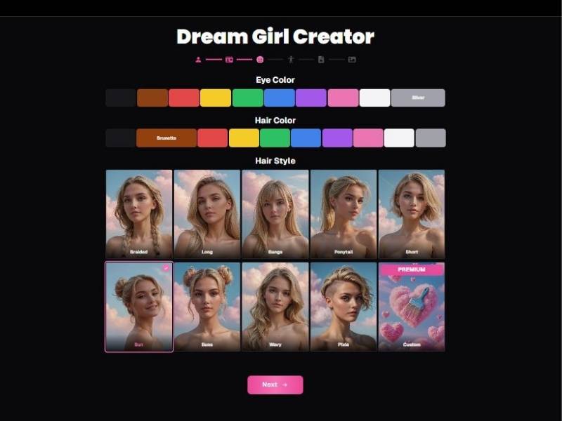 Step 3 Choose eye color, hair color, and hair style