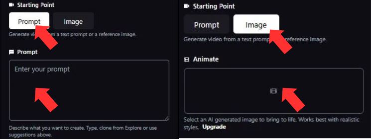 Step 3 - Choose your Starting Point (Prompt or Image)