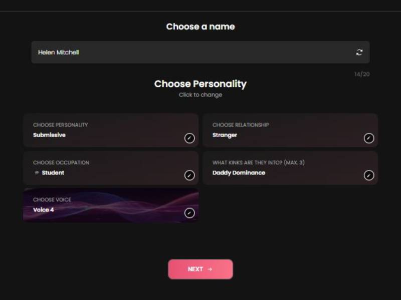 Step5-Name, Personality & Relationship Setup